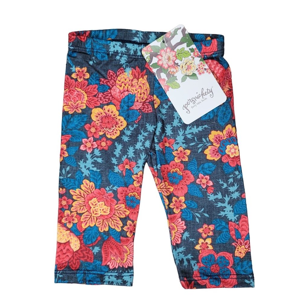 Persnickety NWT boho floral soft baby leggings orange blue red size 3-6 m